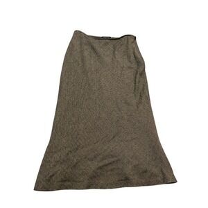 STUNNING VINTAGE Lauren Ralph Lauren LONG Midi Skirt 100% WOOL Brown size 6 GOOD